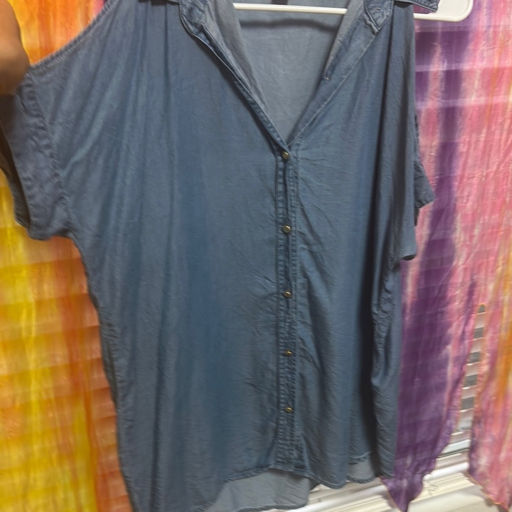 Michael Kors Blue Button-Up denim shirt
